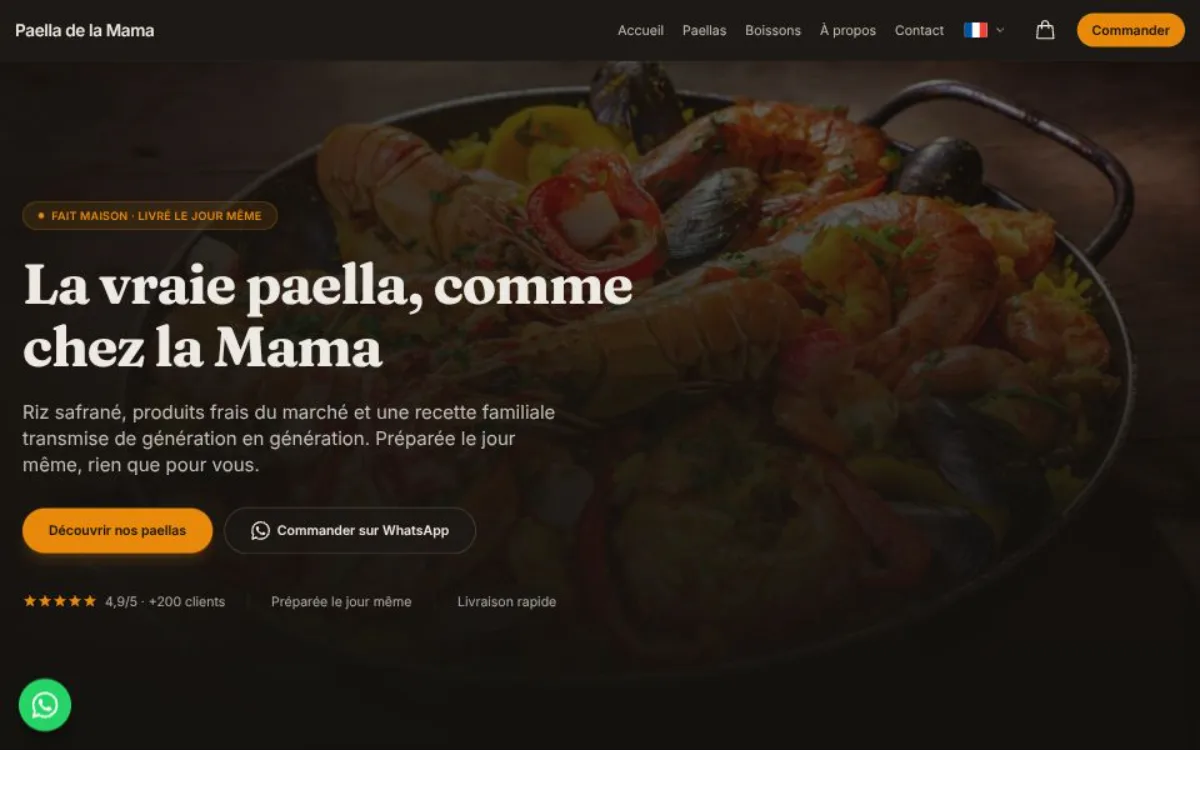 Site web Paella de la Mama — commande de paellas artisanales multilingue, développé avec Astro